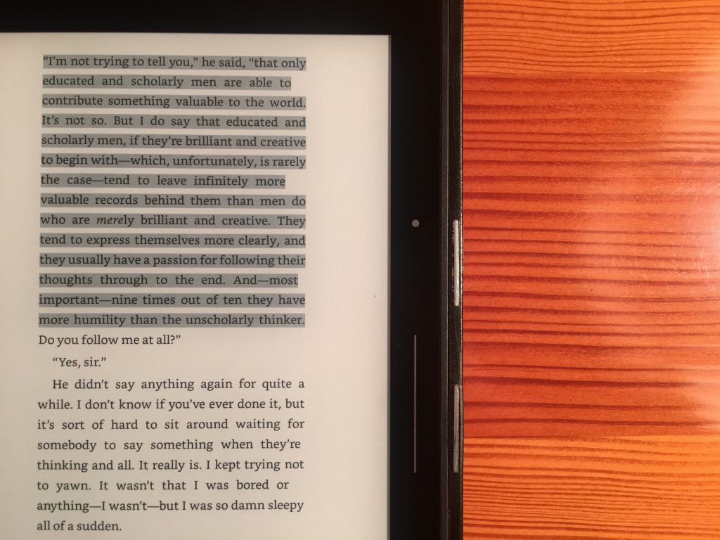 Fragmento del libro The Catcher in the Rye.