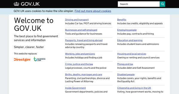 Imagen del nuevo diseño web minimalista del gobierno de Reino Unido